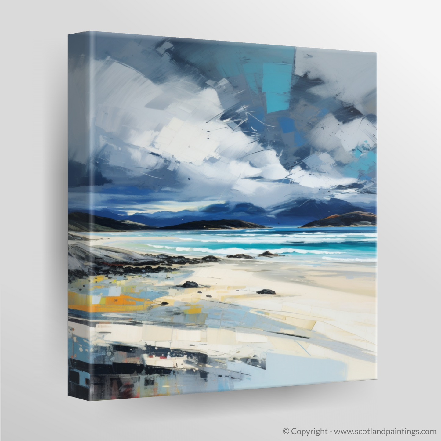 Canvas Print of Luskentyre Beach with a stormy sky