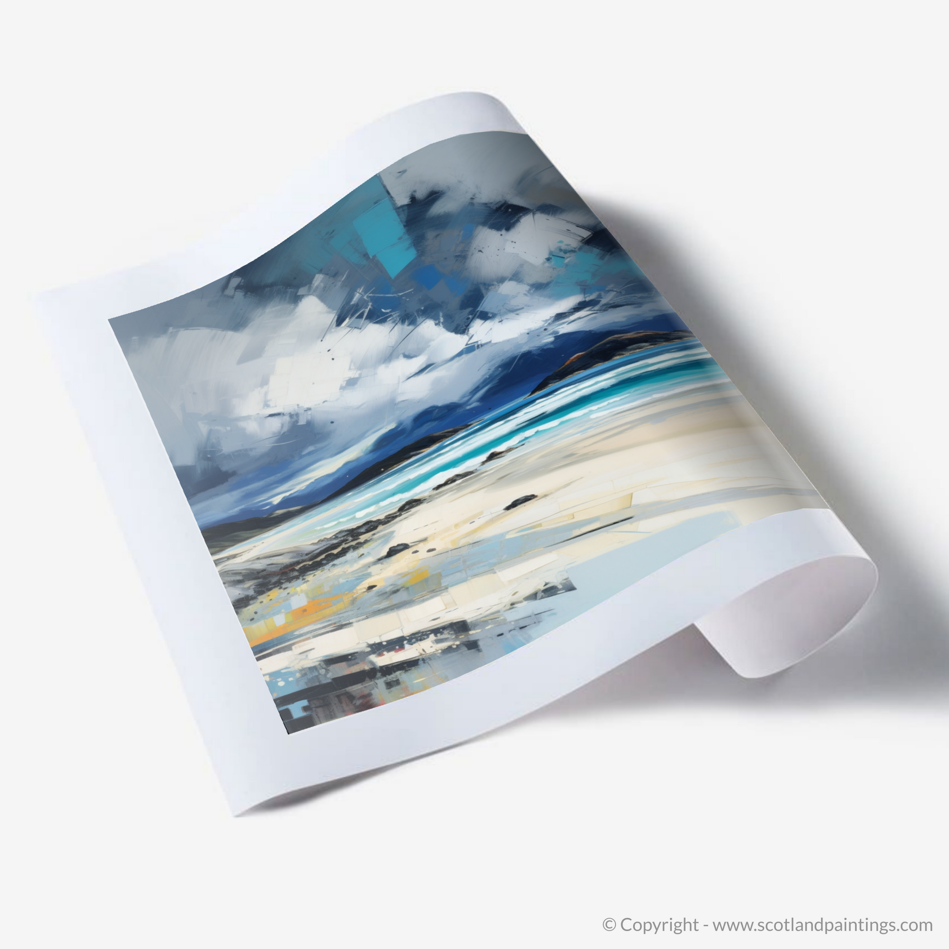 Art Print of Luskentyre Beach with a stormy sky