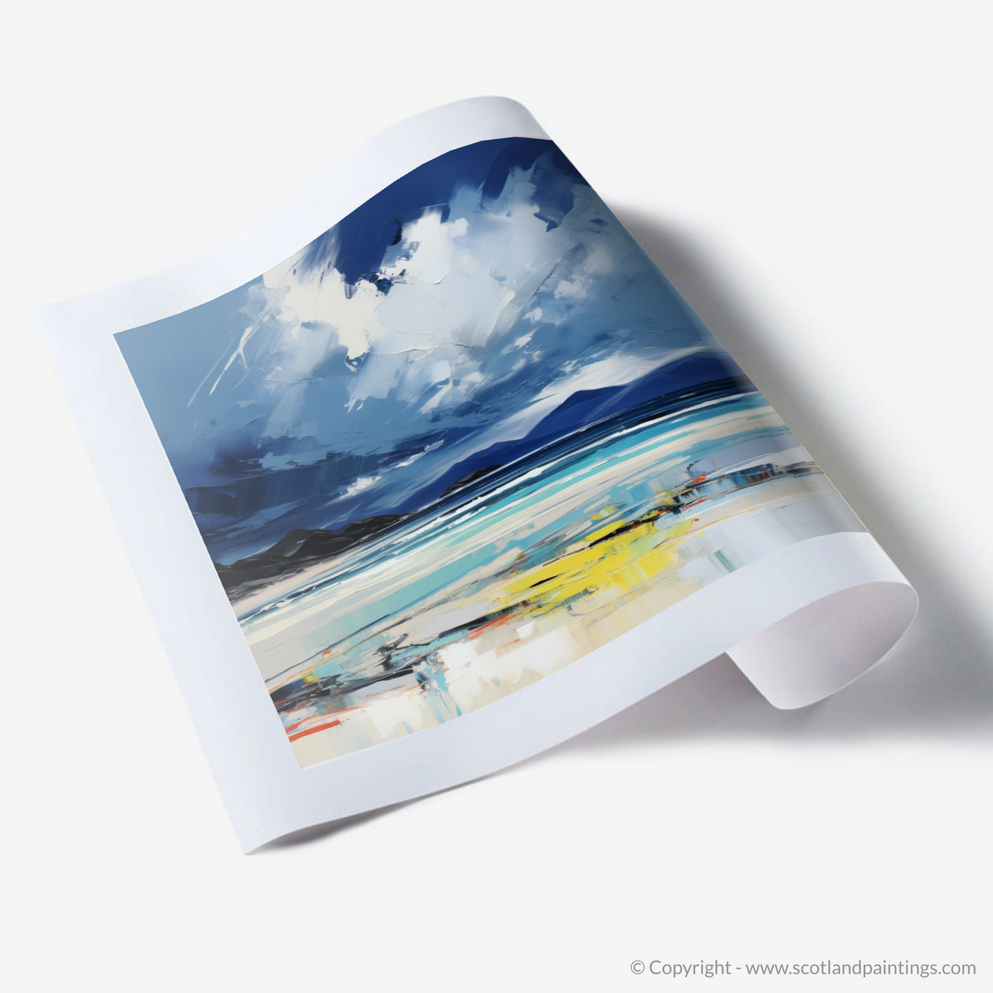 Art Print of Luskentyre Beach with a stormy sky