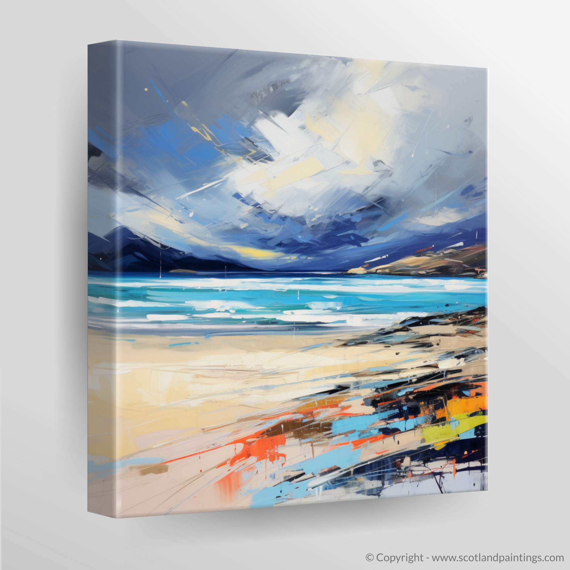 Canvas Print of Luskentyre Beach with a stormy sky