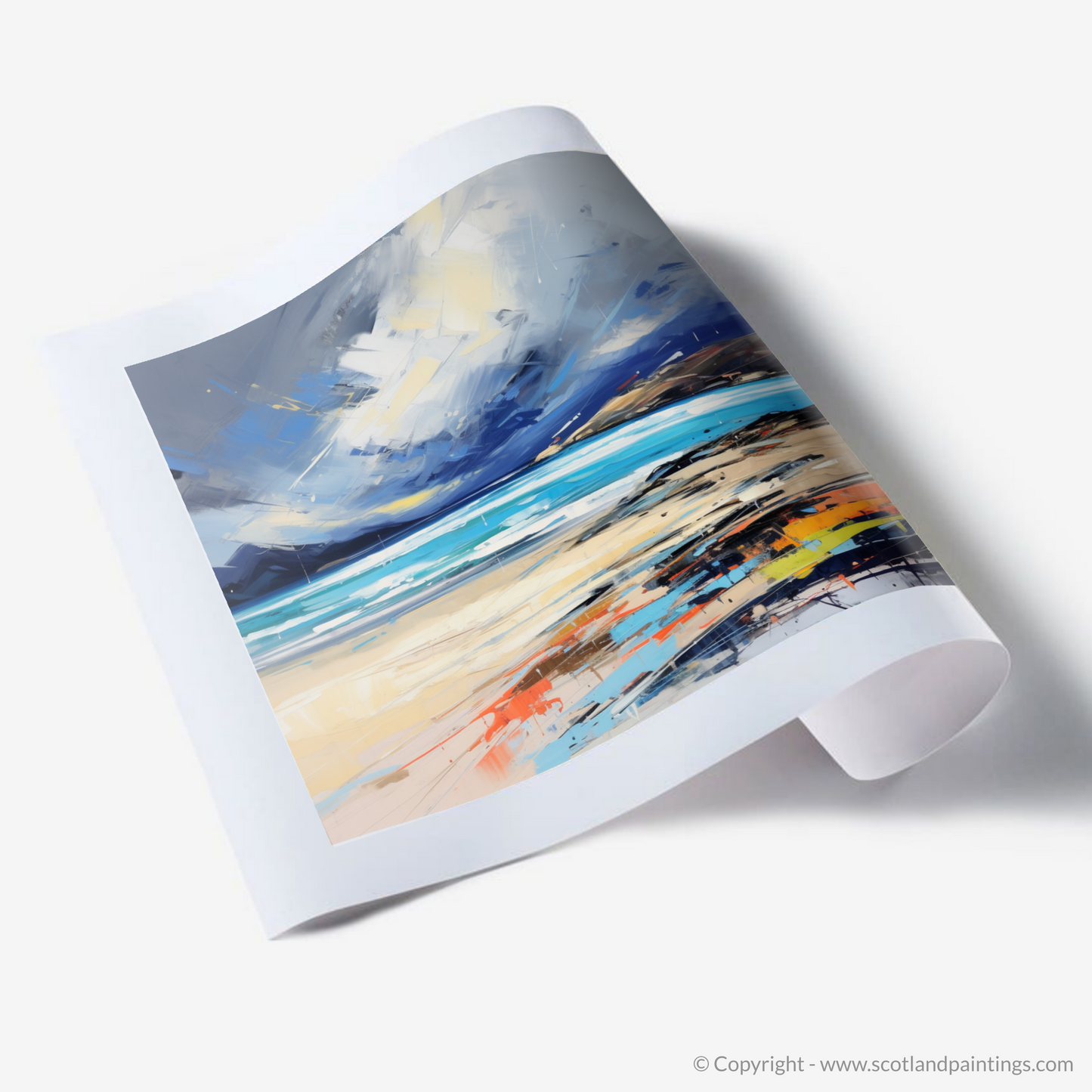 Art Print of Luskentyre Beach with a stormy sky