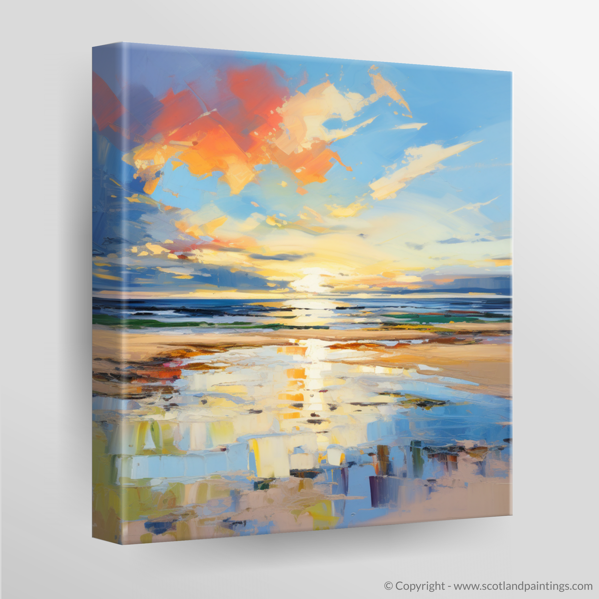 Canvas Print of Nairn Beach at golden hour