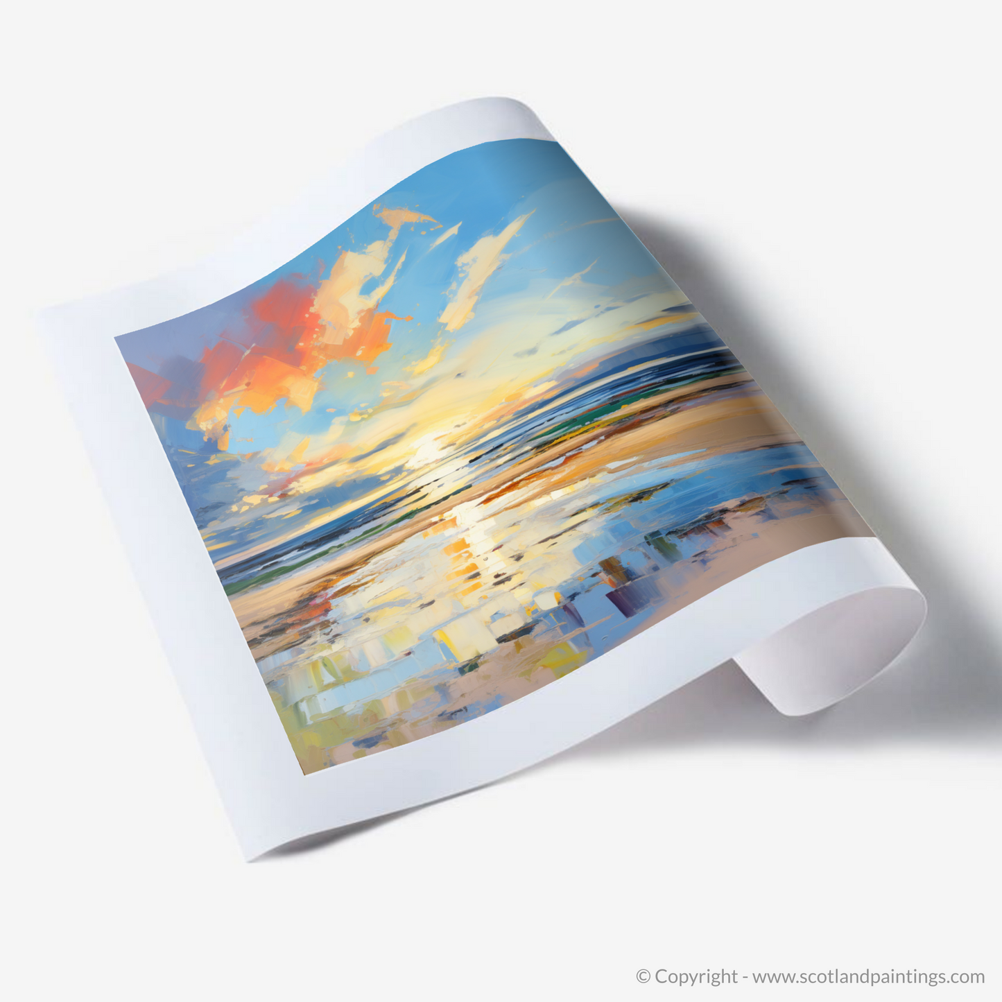 Art Print of Nairn Beach at golden hour