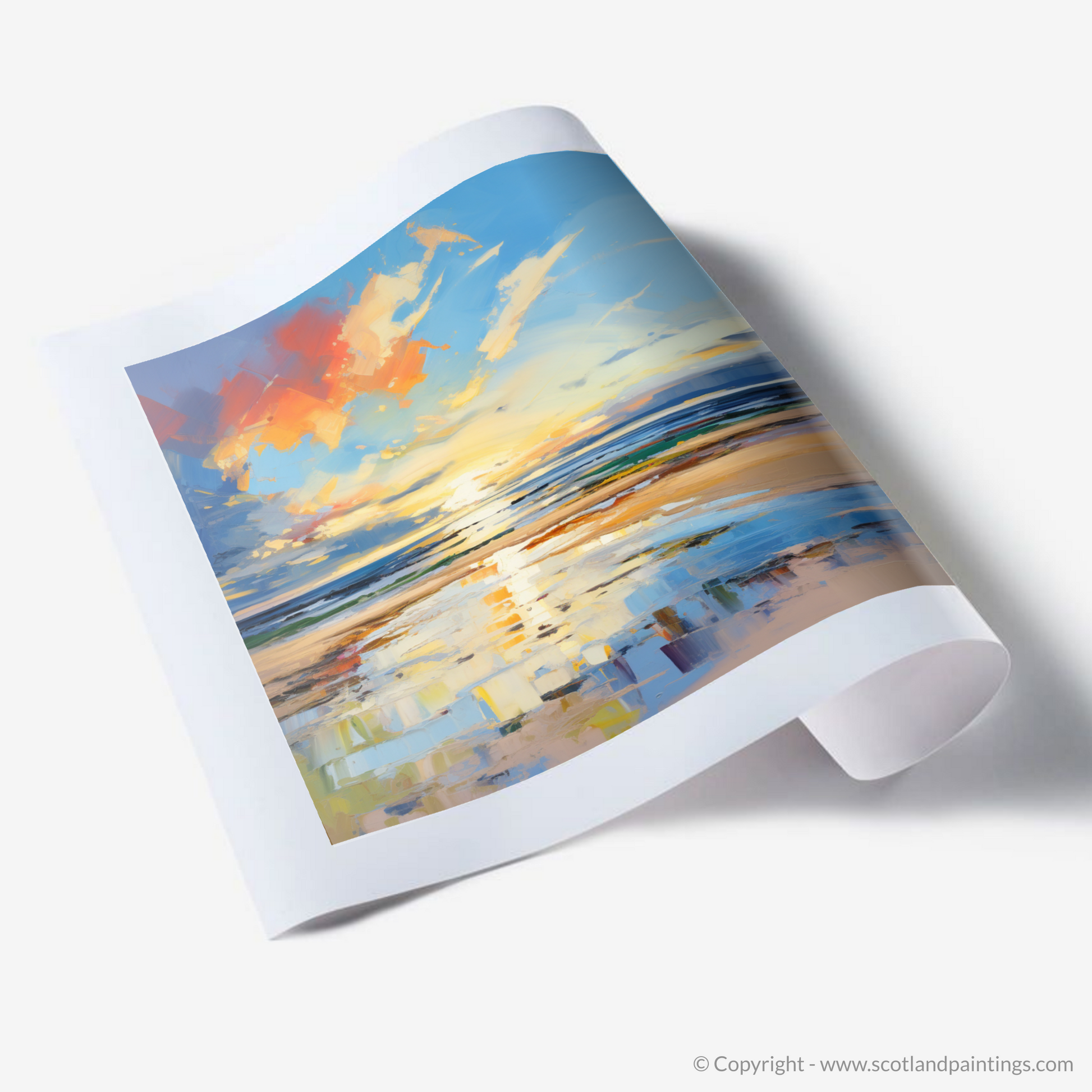 Art Print of Nairn Beach at golden hour