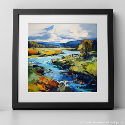 Art Print of River Nith, Dumfries and Galloway with a black frame