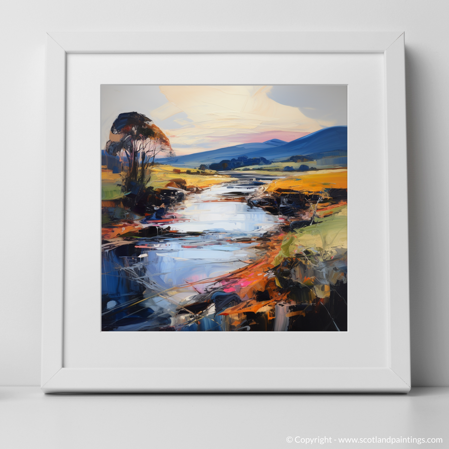 Art Print of River Nith, Dumfries and Galloway with a white frame