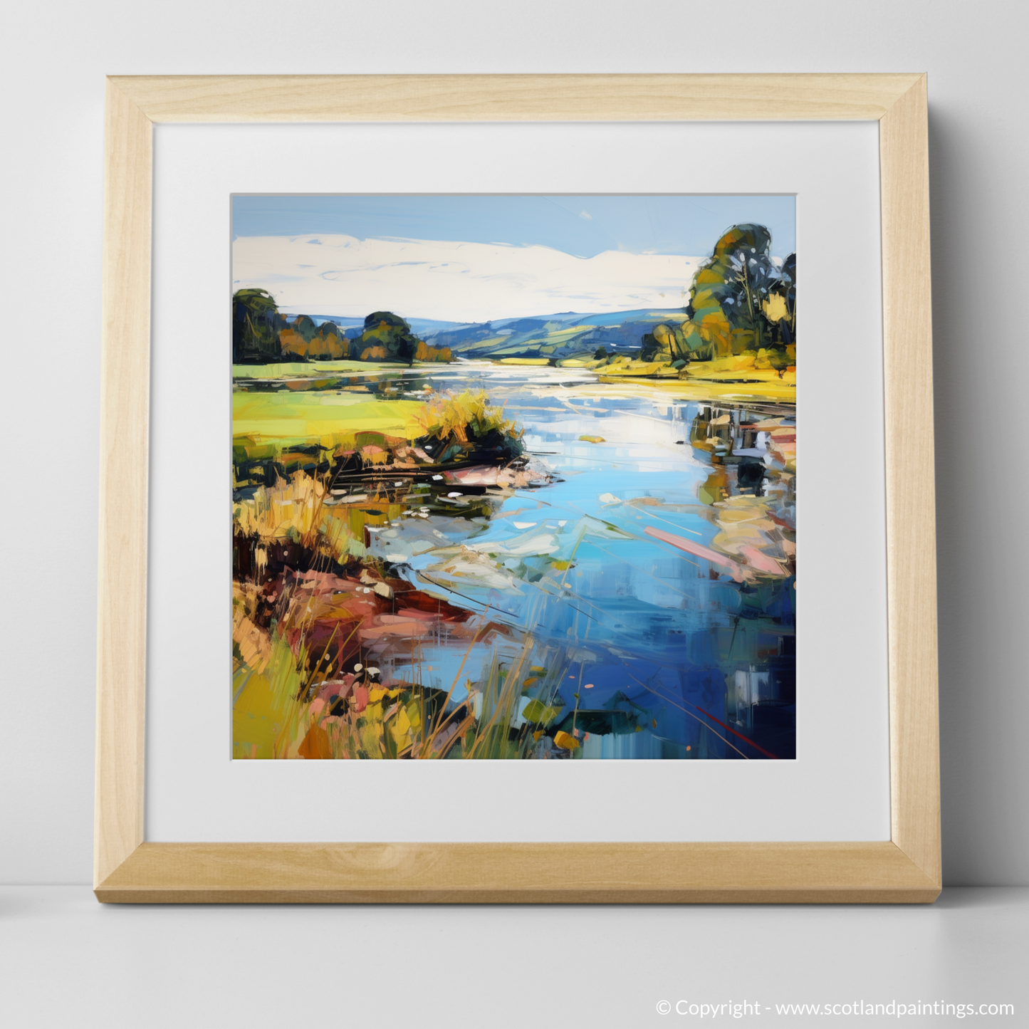 Art Print of River Nith, Dumfries and Galloway with a natural frame