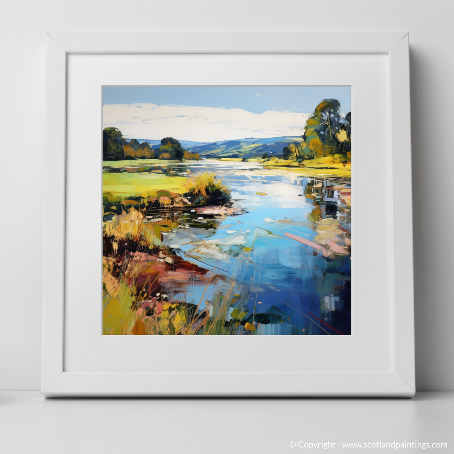 Art Print of River Nith, Dumfries and Galloway with a white frame