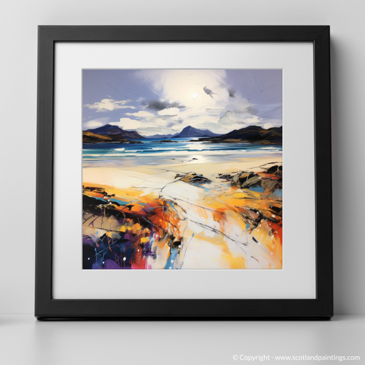 Painting and Art Print of Mellon Udrigle Beach at golden hour. Mellon Udrigle Beach at Golden Hour: An Expressionist Ode to Scottish Shores.