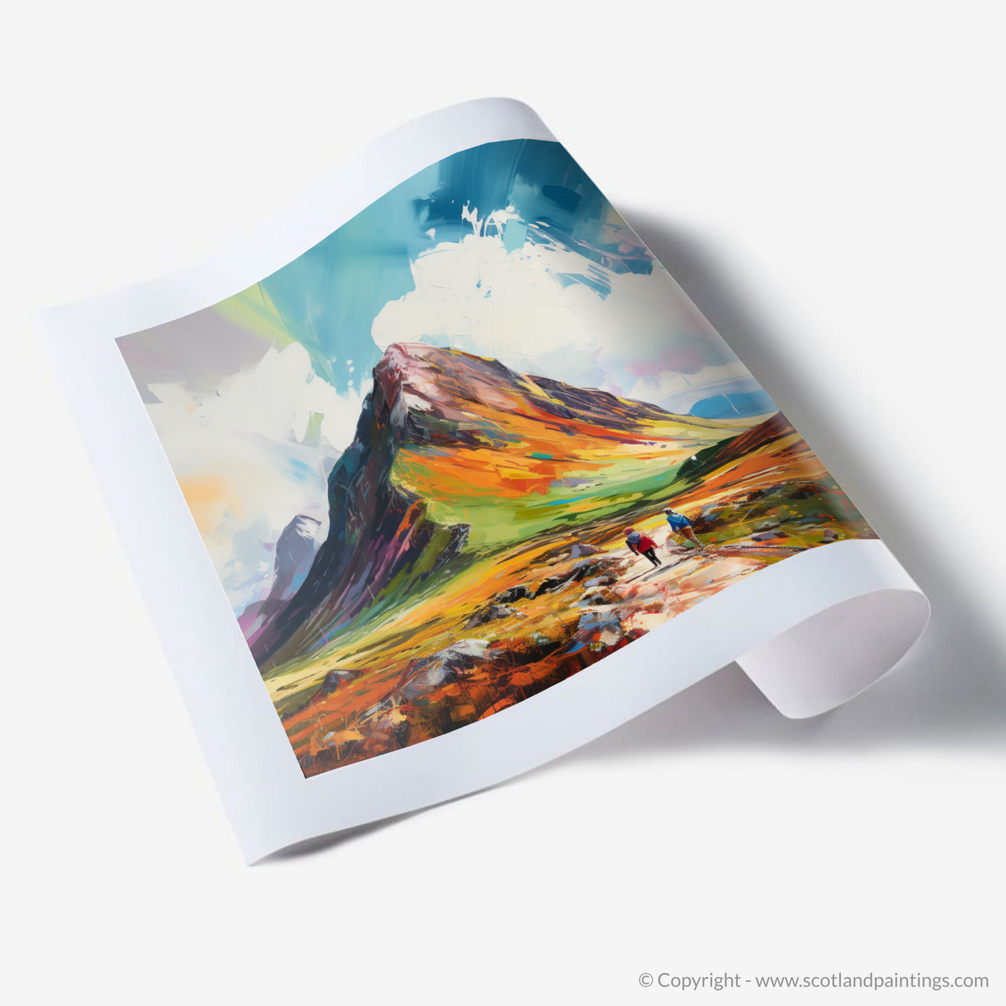 Art Print of Hikers at Buachaille summit in Glencoe