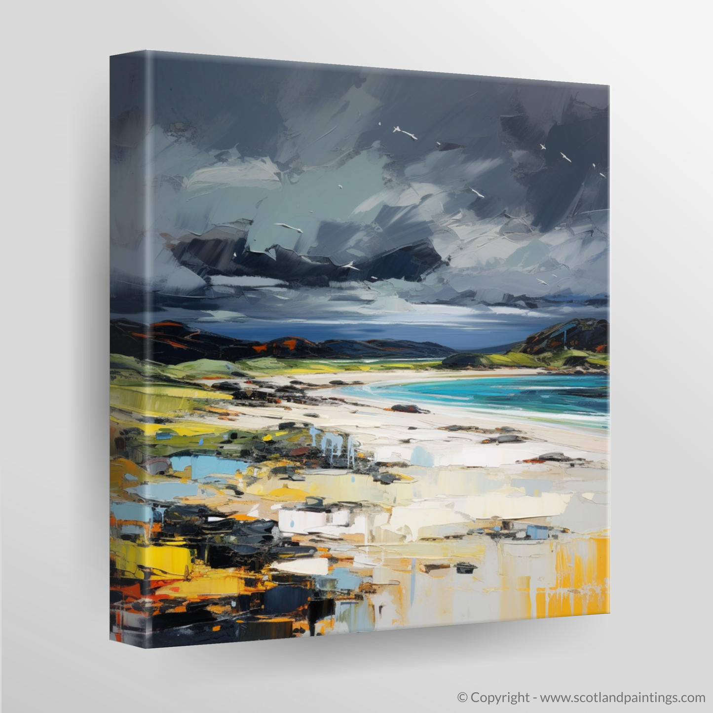 Canvas Print of Arisaig Beach with a stormy sky