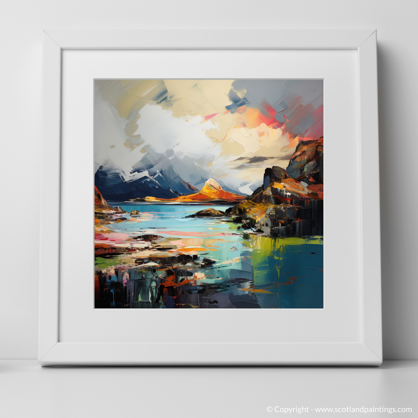 Art Print of Isle of Skye's smaller isles, Inner Hebrides with a white frame