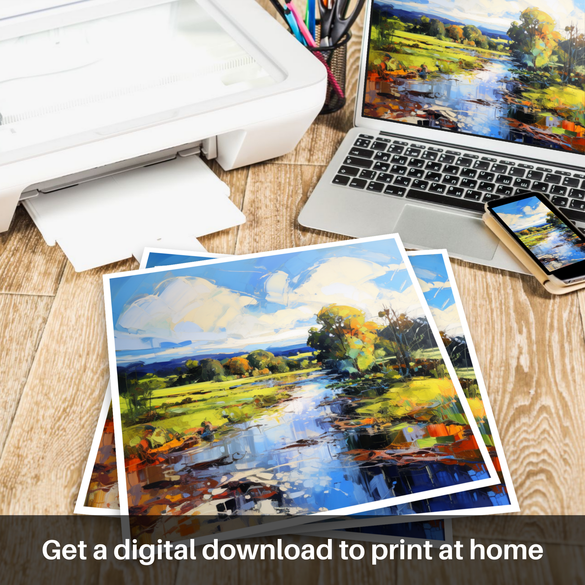 Downloadable and printable picture of River Leven, West Dunbartonshire