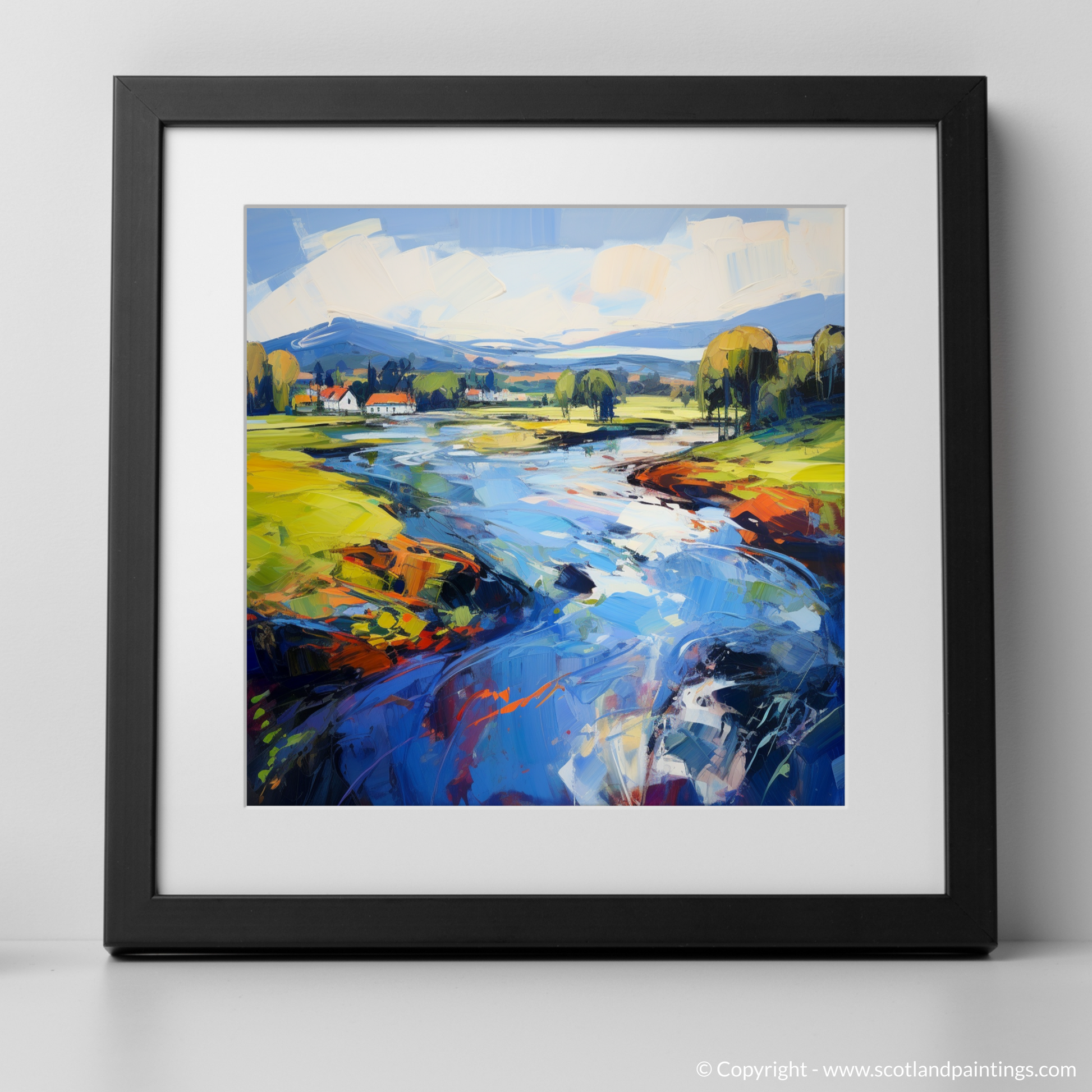 Art Print of River Leven, West Dunbartonshire with a black frame