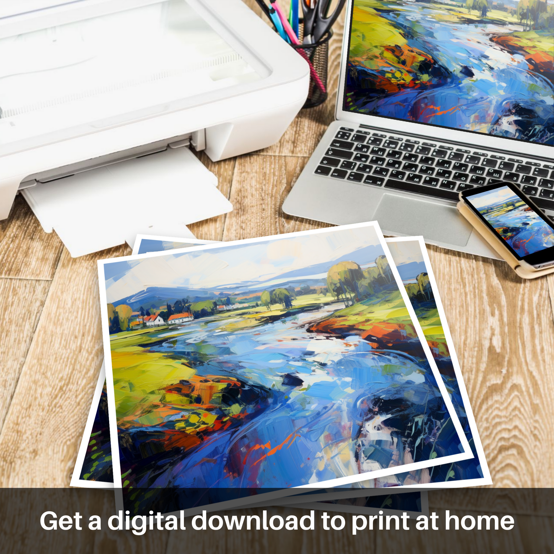 Downloadable and printable picture of River Leven, West Dunbartonshire