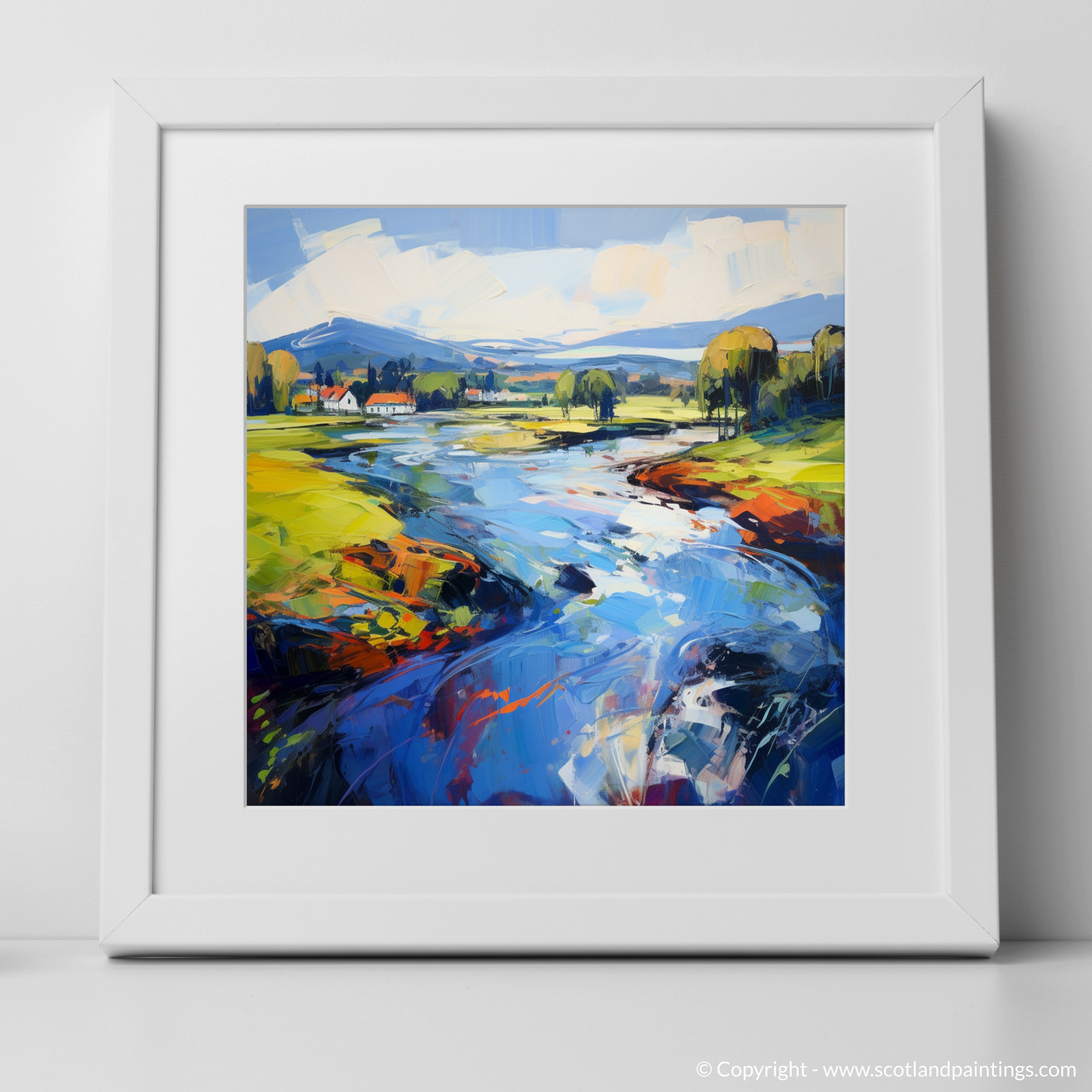 Art Print of River Leven, West Dunbartonshire with a white frame