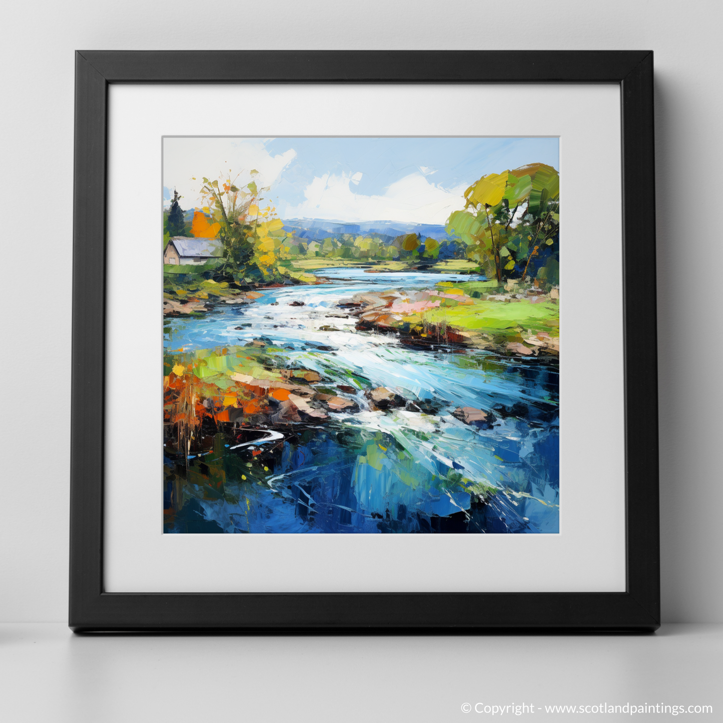 Art Print of River Leven, West Dunbartonshire with a black frame