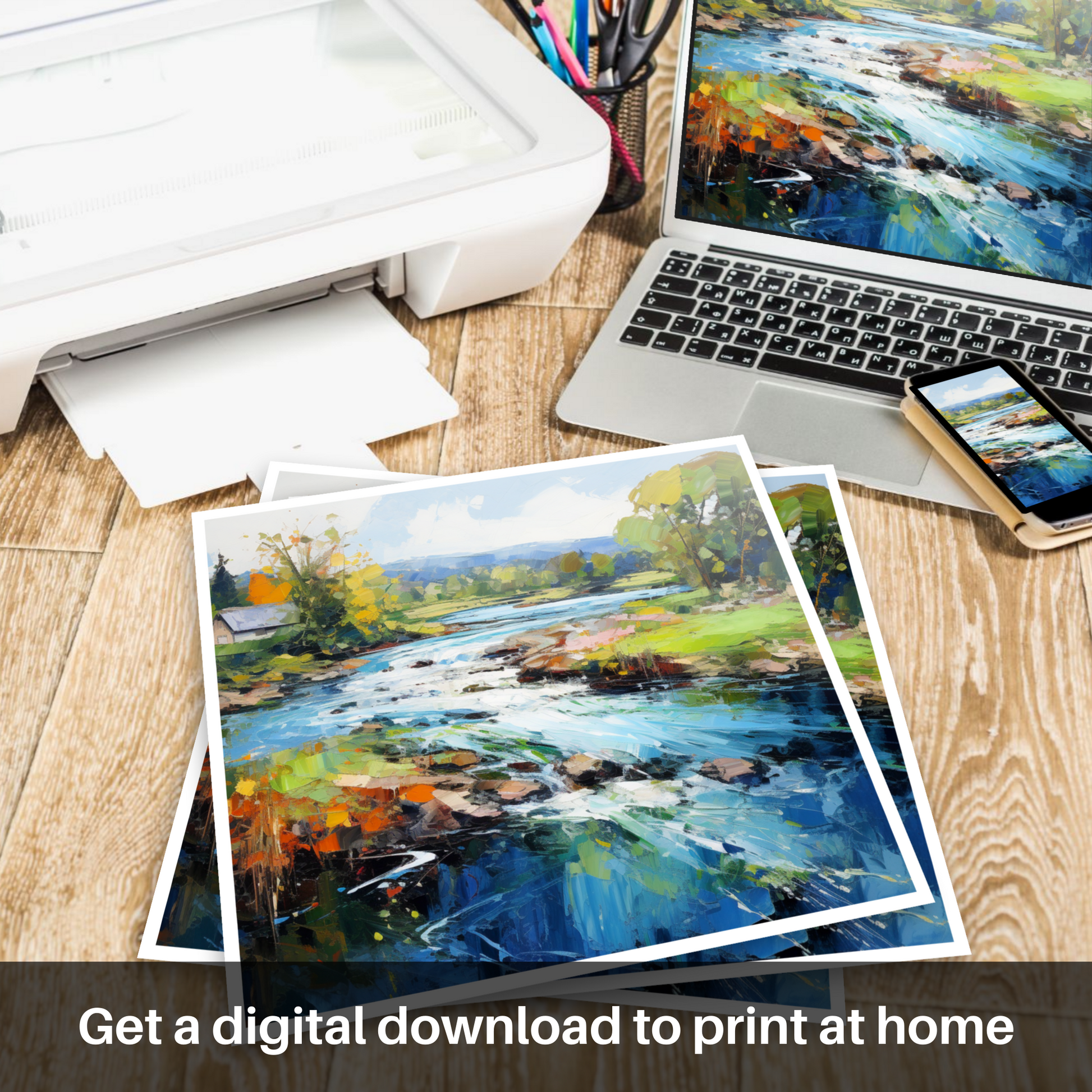 Downloadable and printable picture of River Leven, West Dunbartonshire