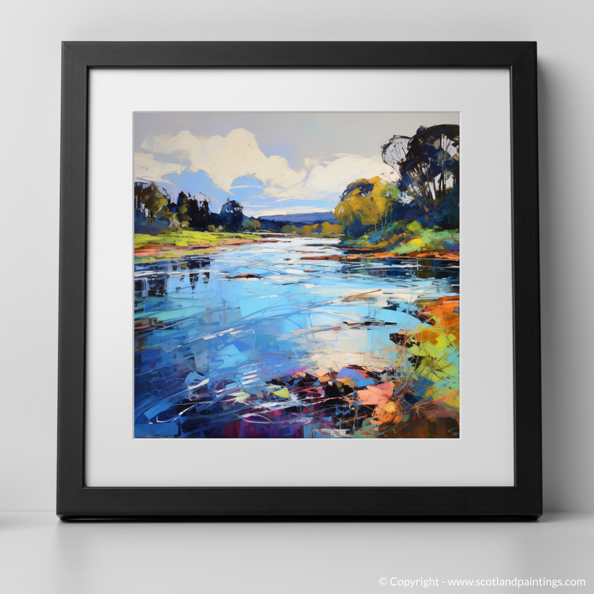 Art Print of River Leven, West Dunbartonshire with a black frame