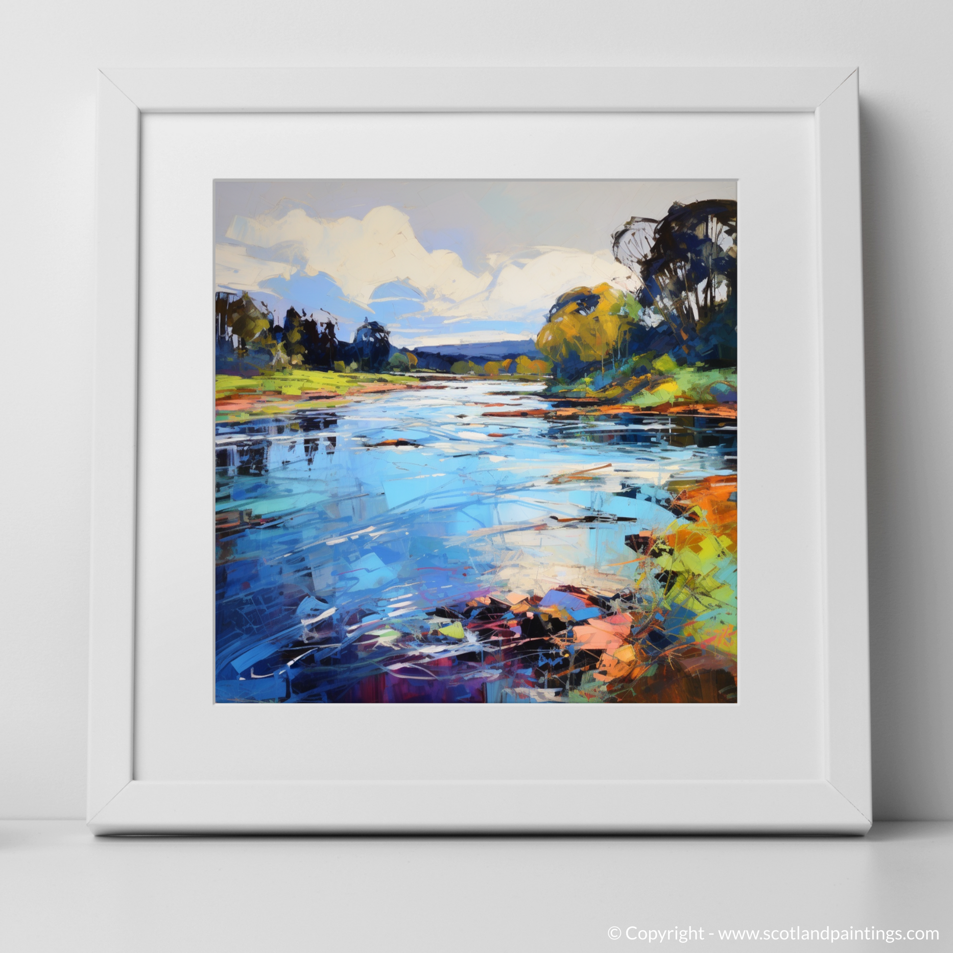 Art Print of River Leven, West Dunbartonshire with a white frame