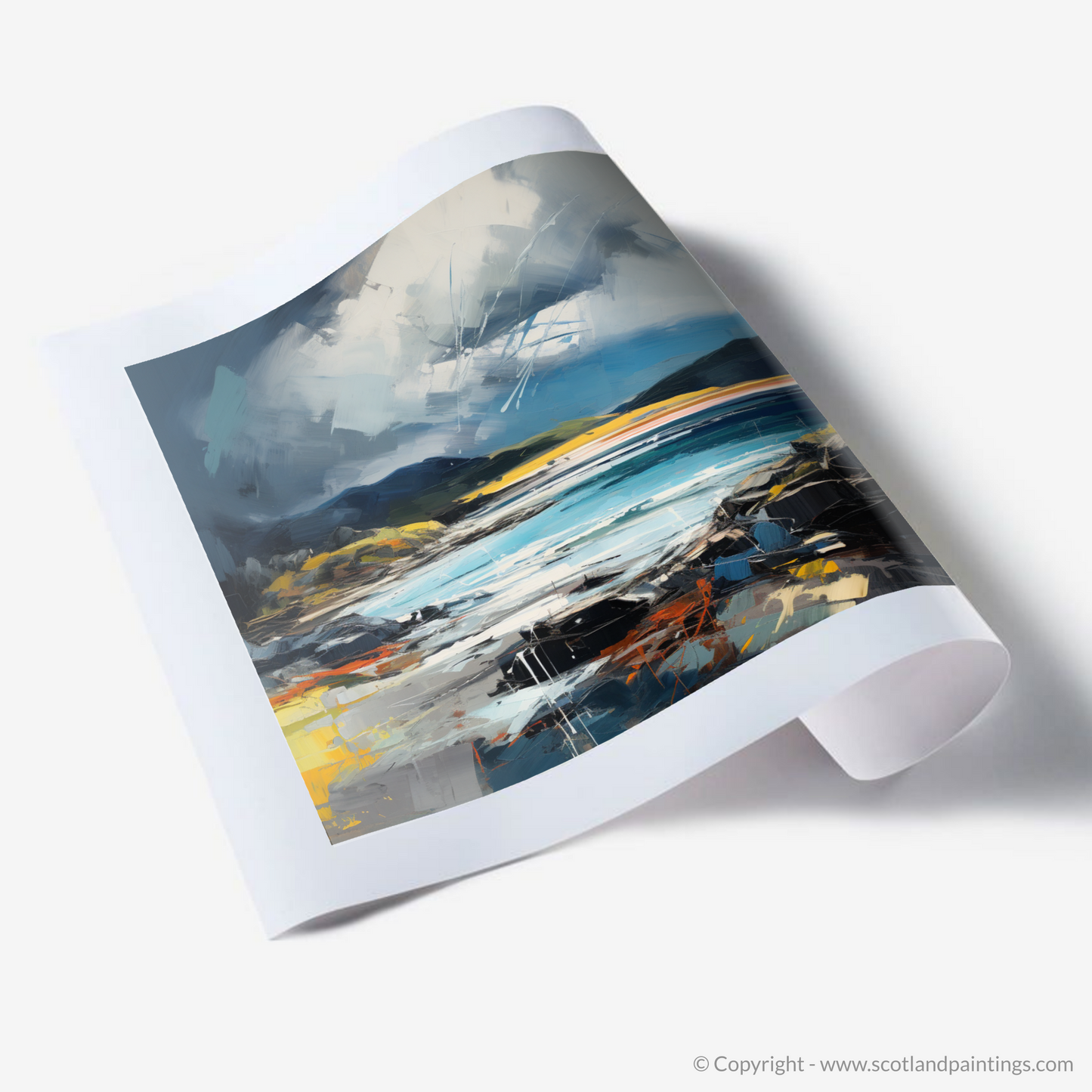 Art Print of Ardtun Bay with a stormy sky