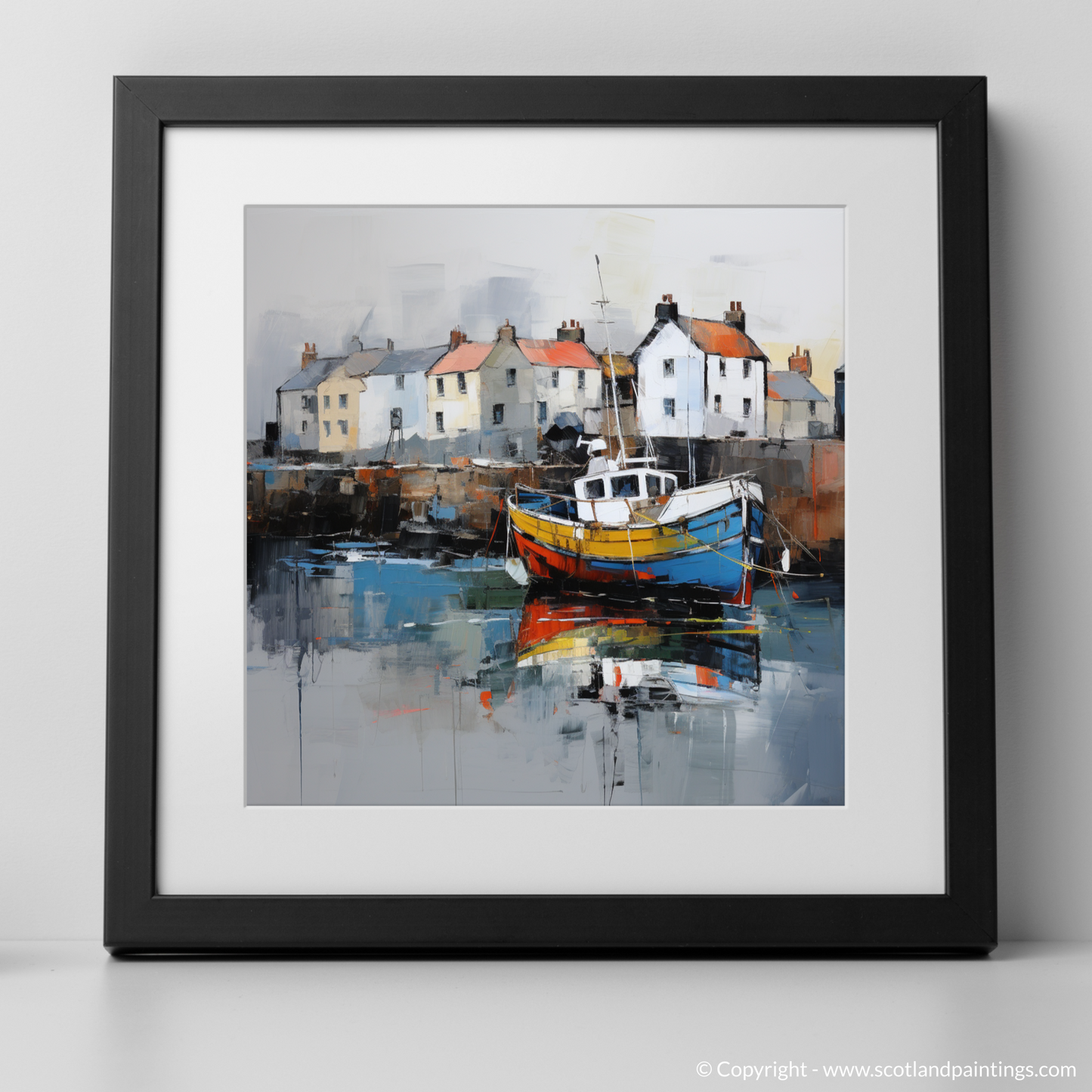 Art Print of Crail Harbour, Fife with a black frame