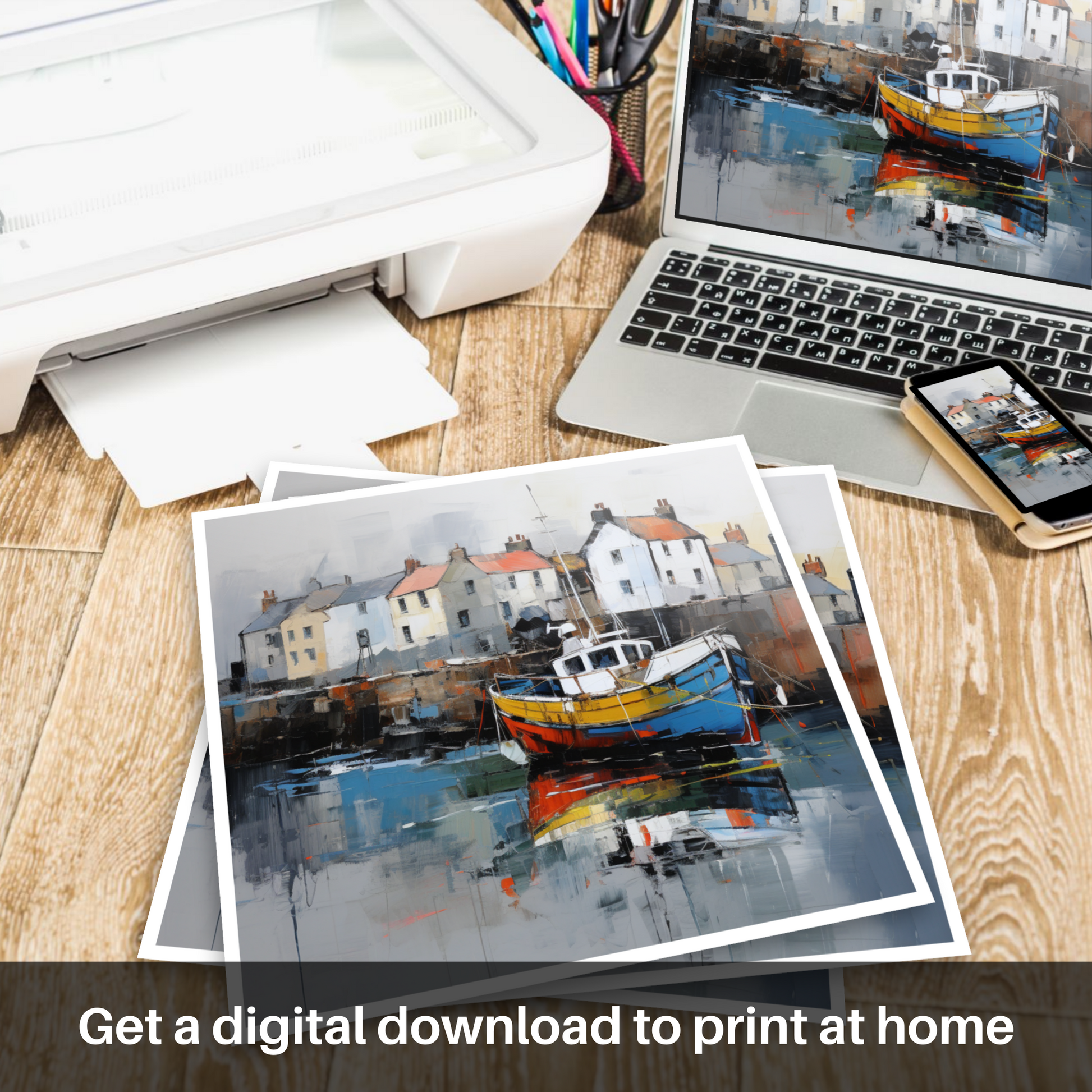 Downloadable and printable picture of Crail Harbour, Fife