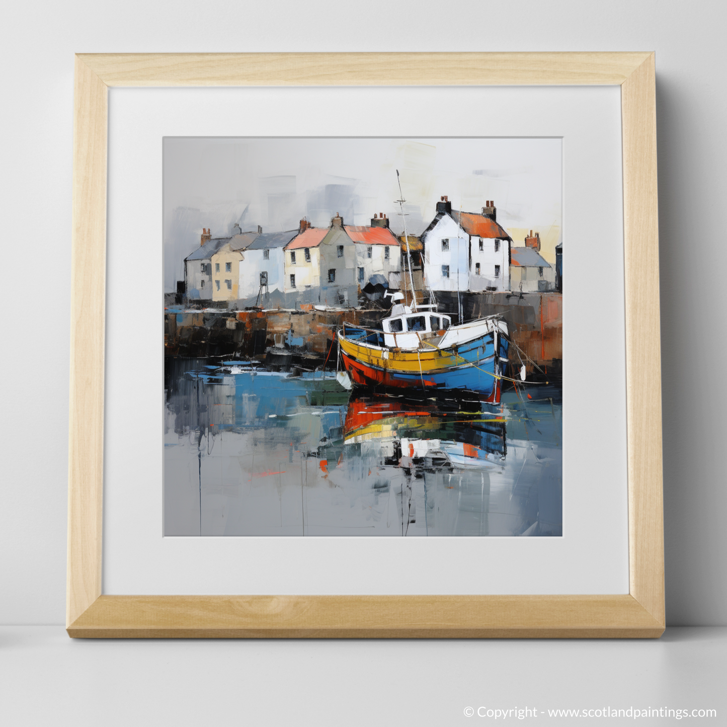 Art Print of Crail Harbour, Fife with a natural frame