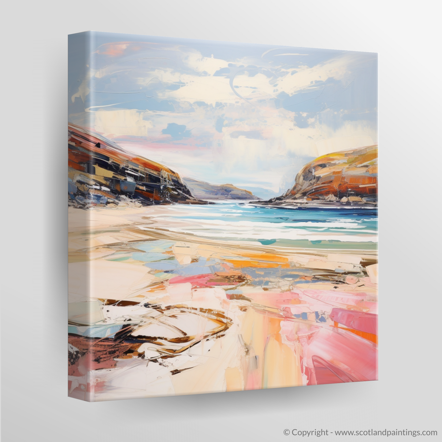 Painting and Art Print of Sandwood Bay, Sutherland. Wild Rush of Sandwood Bay.