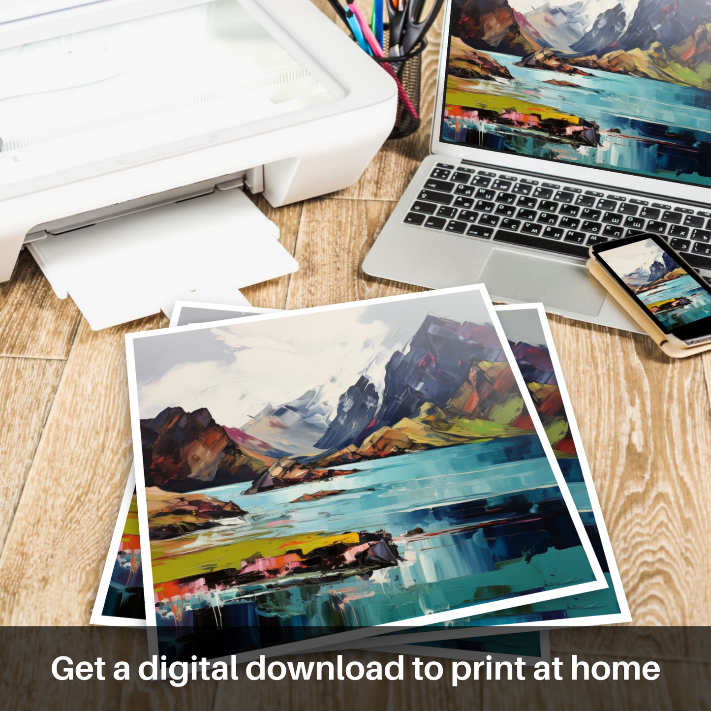 Downloadable and printable picture of Loch Coruisk, Isle of Skye