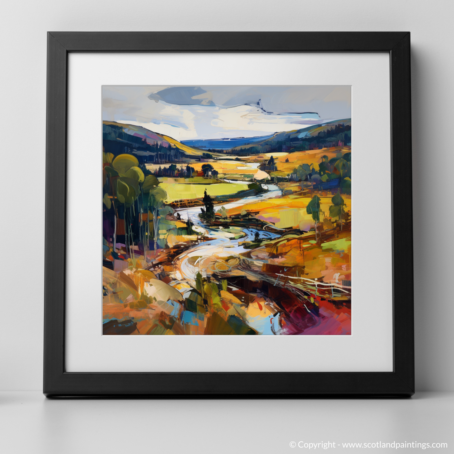 Art Print of Glen Tanar, Aberdeenshire with a black frame