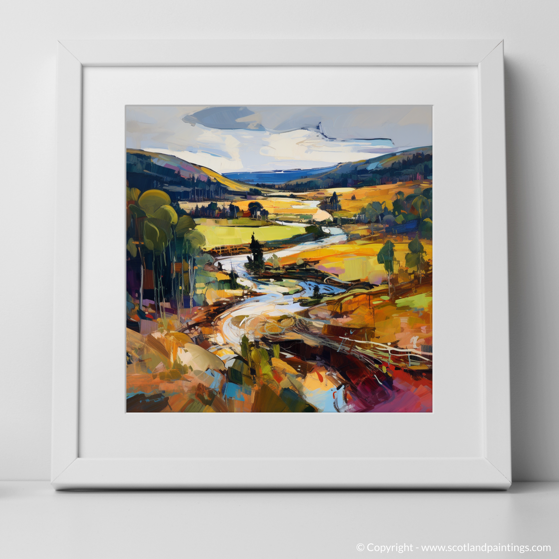 Art Print of Glen Tanar, Aberdeenshire with a white frame