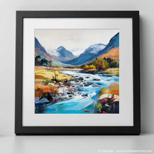 Art Print of River Coe, Glencoe, Highlands with a black frame