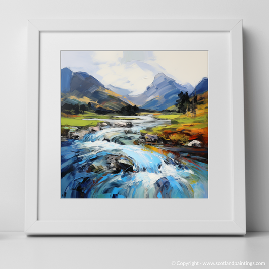 Art Print of River Coe, Glencoe, Highlands with a white frame