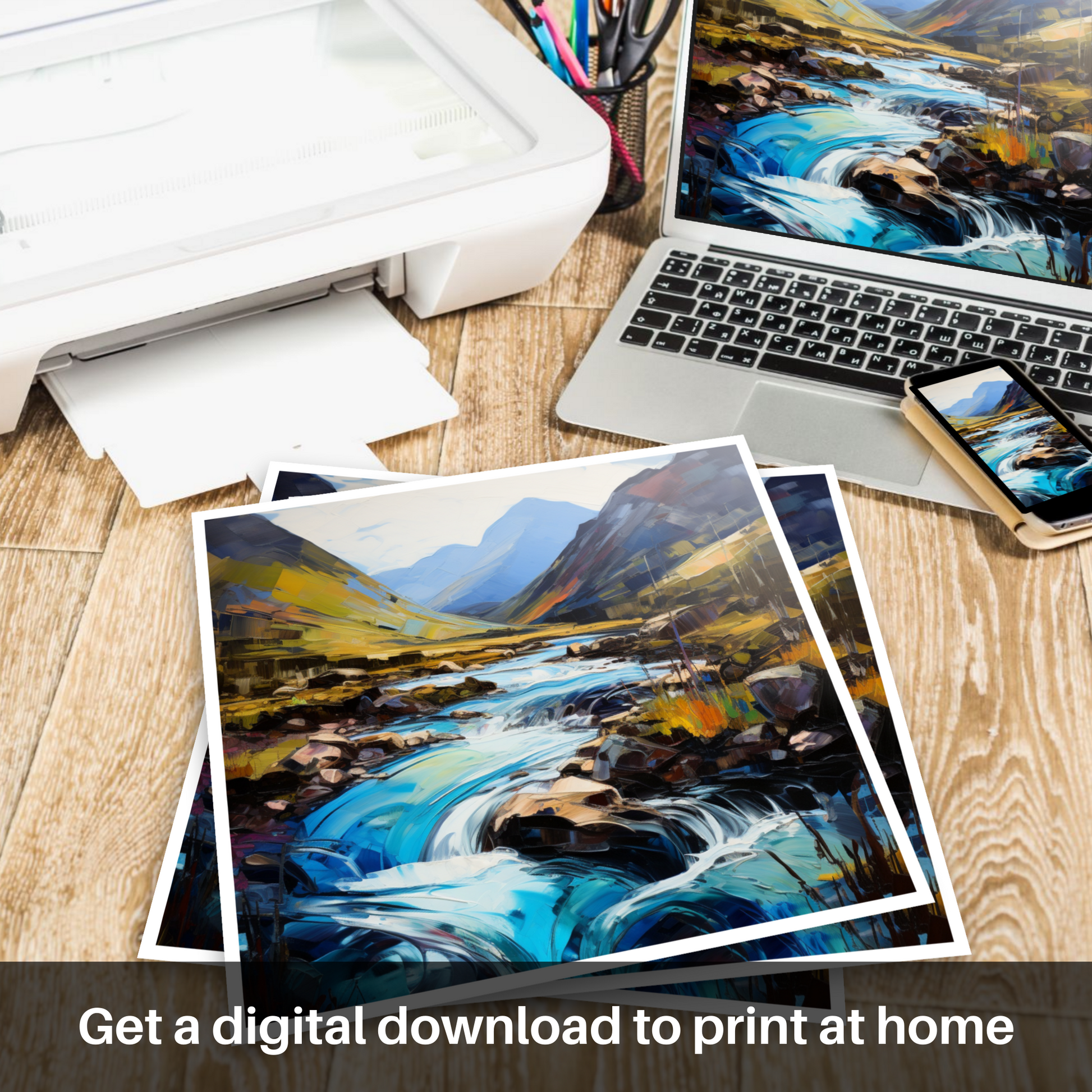 Downloadable and printable picture of River Coe, Glencoe, Highlands