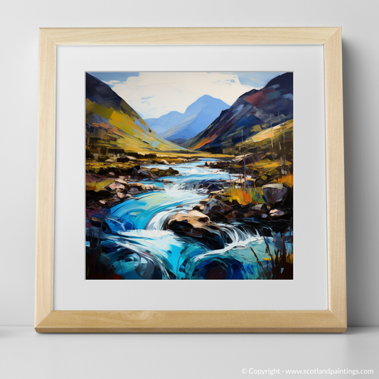 Art Print of River Coe, Glencoe, Highlands with a natural frame