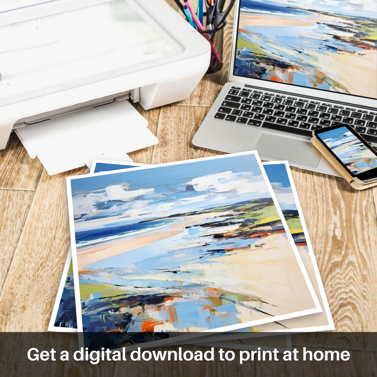 Downloadable and printable picture of West Sands, St Andrews