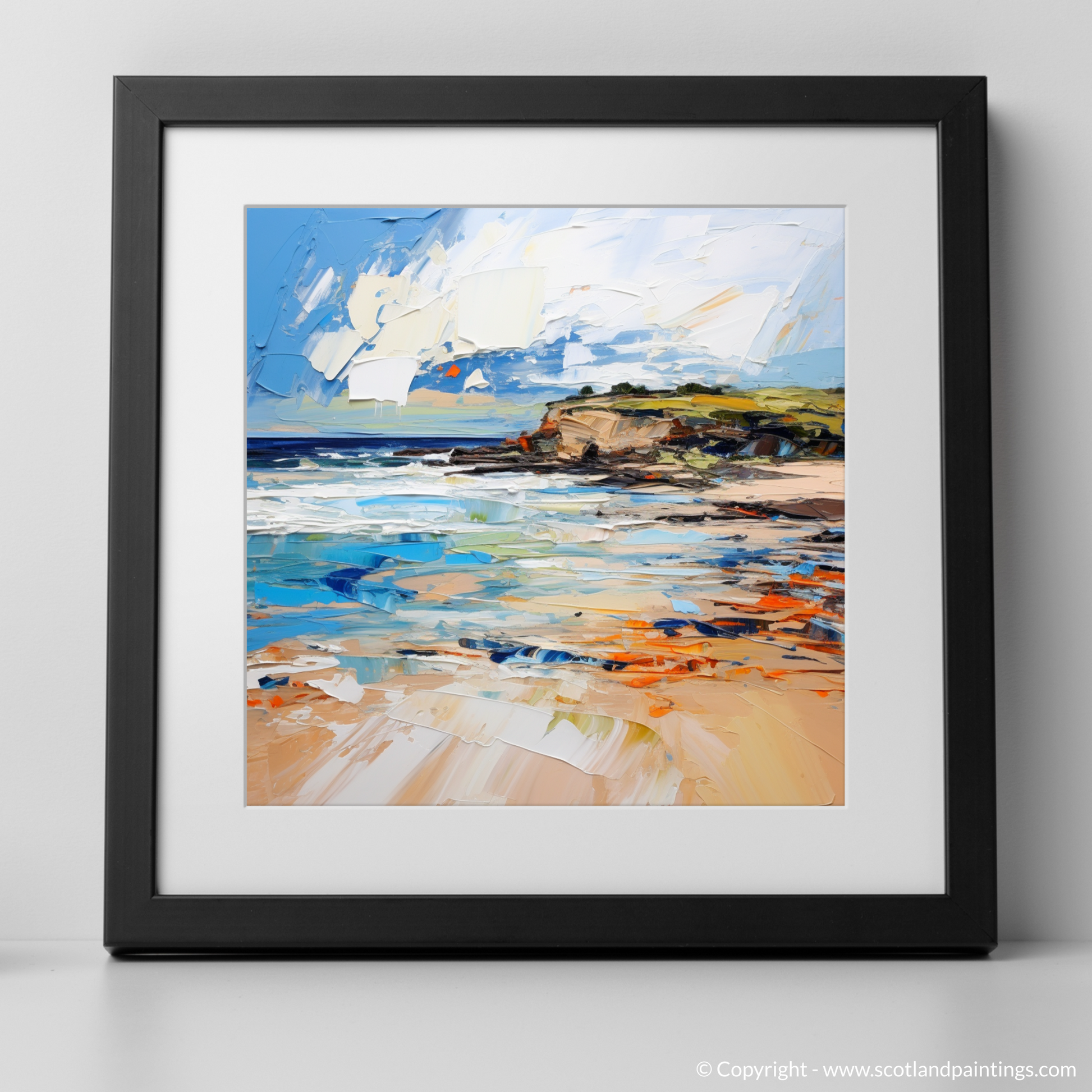 Art Print of West Sands, St Andrews with a black frame