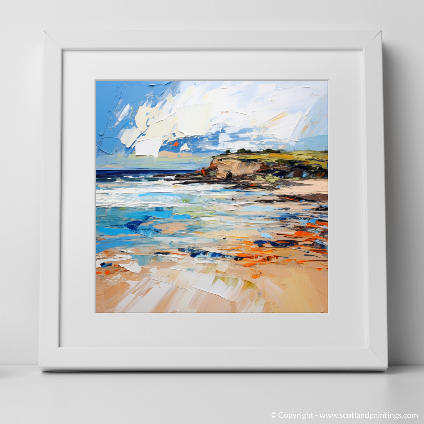 Art Print of West Sands, St Andrews with a white frame