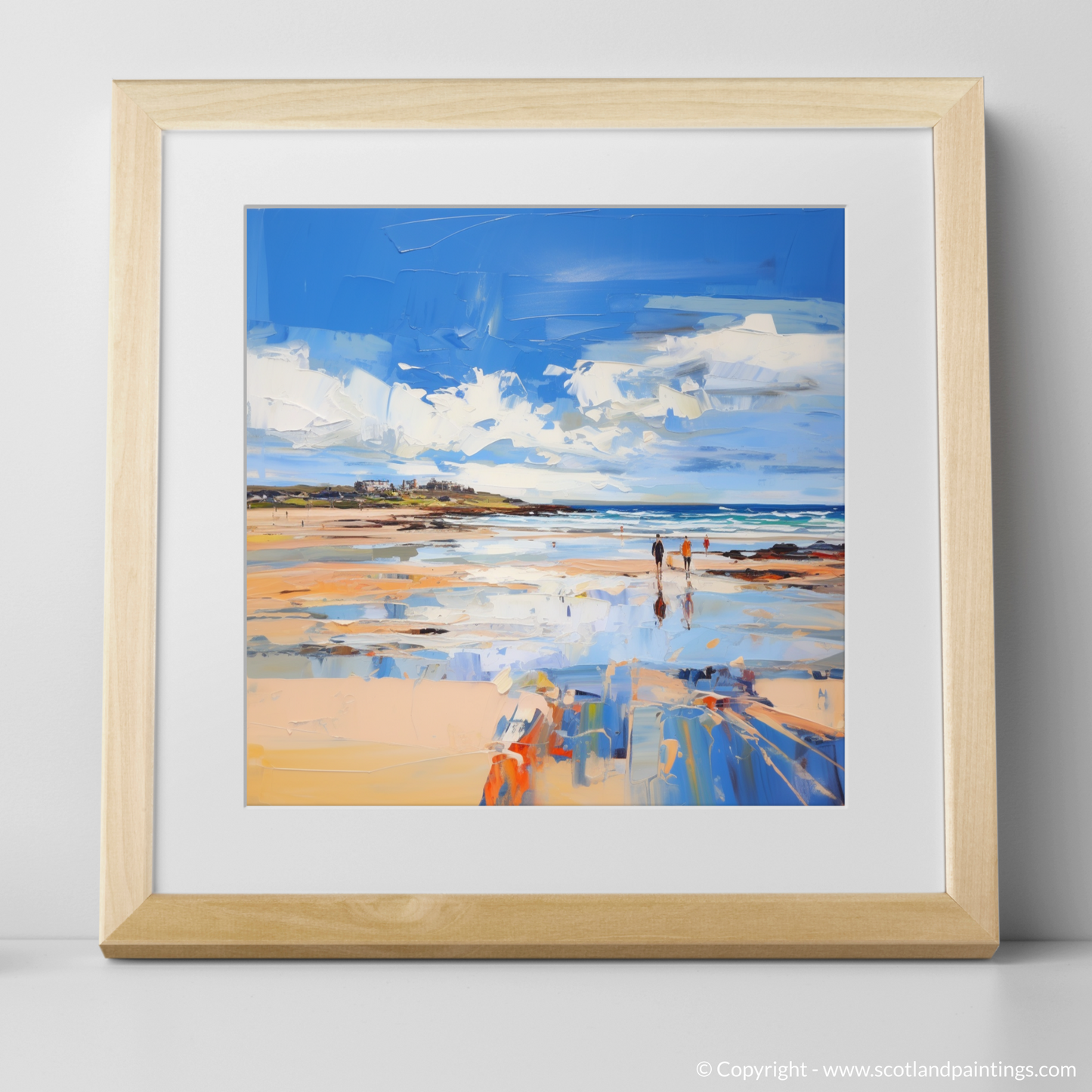 Art Print of West Sands, St Andrews with a natural frame