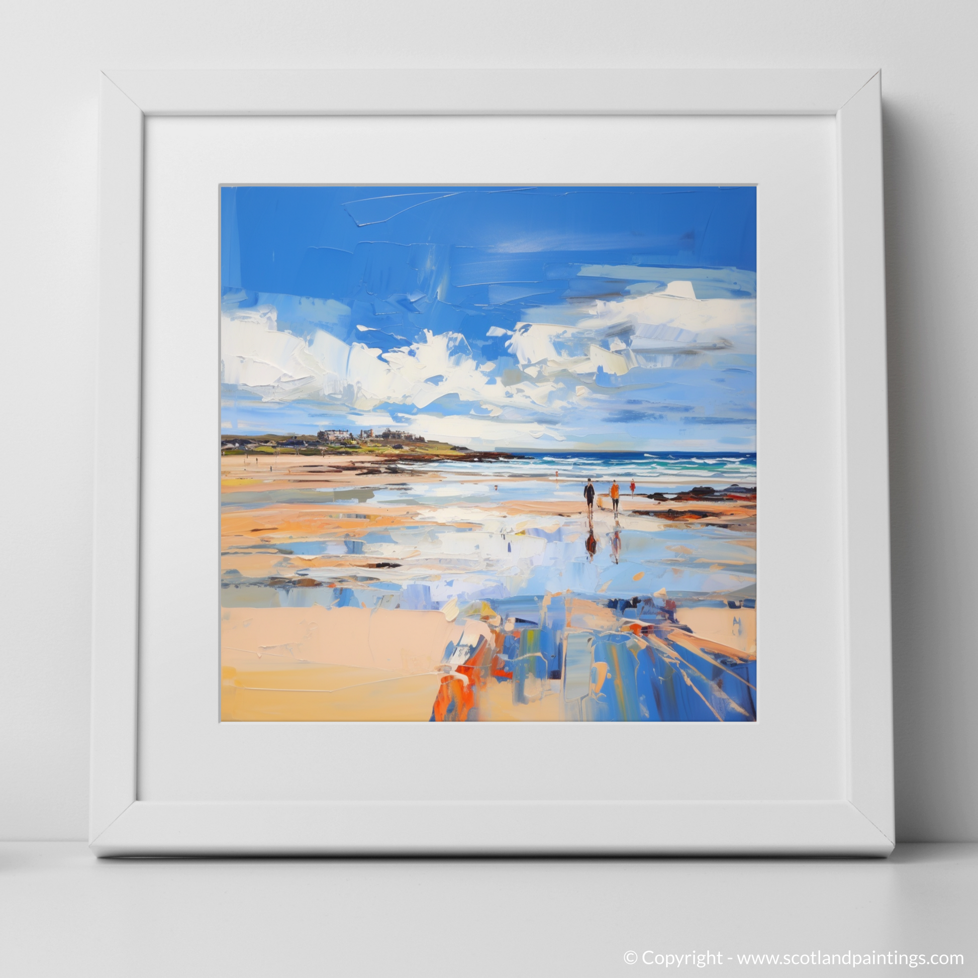 Art Print of West Sands, St Andrews with a white frame