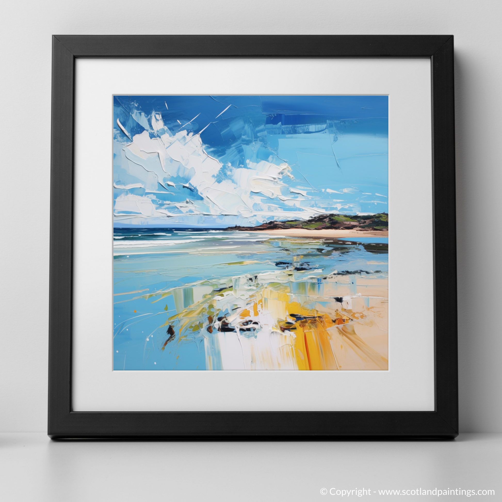 Art Print of West Sands, St Andrews with a black frame