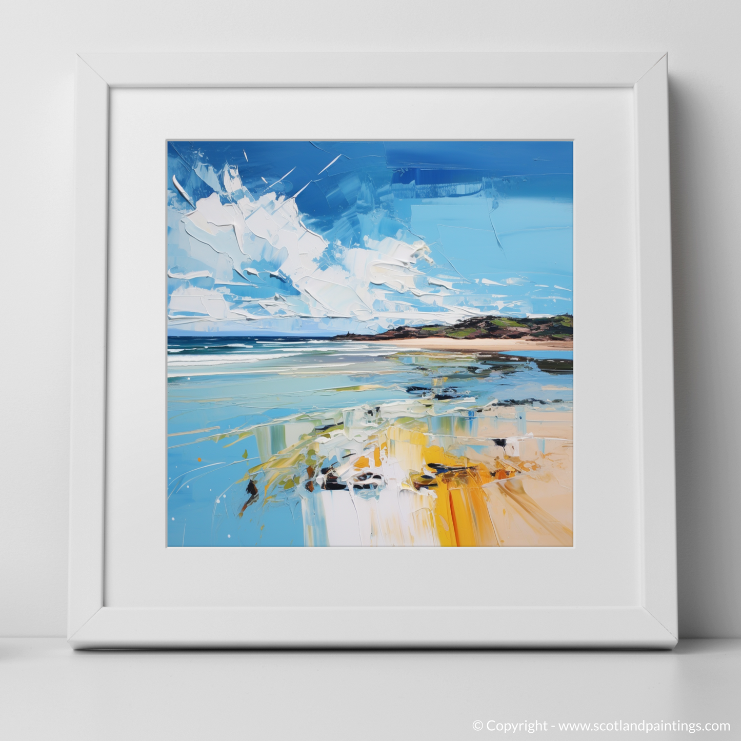 Art Print of West Sands, St Andrews with a white frame