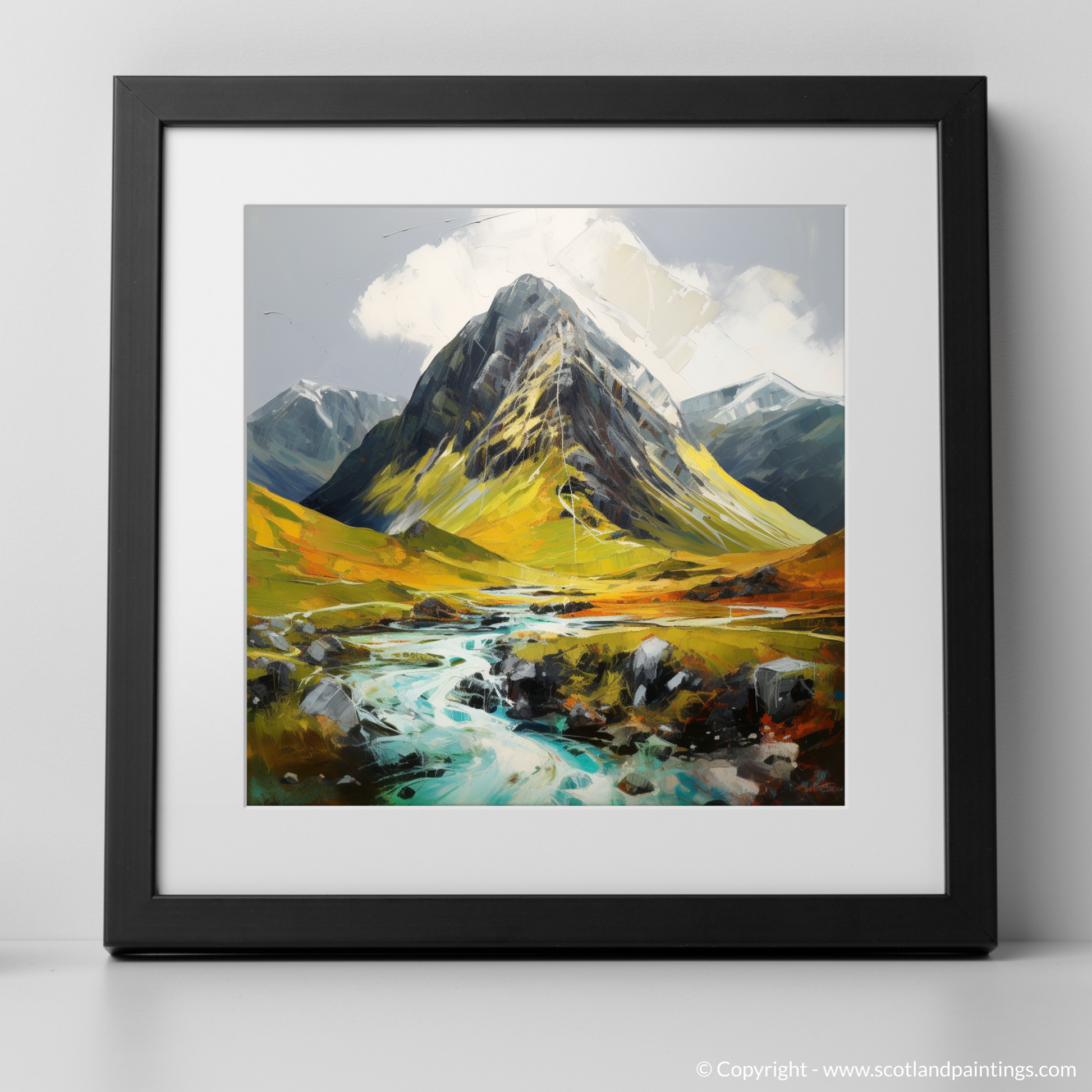 Art Print of Stob Coire Raineach (Buachaille Etive Beag) with a black frame