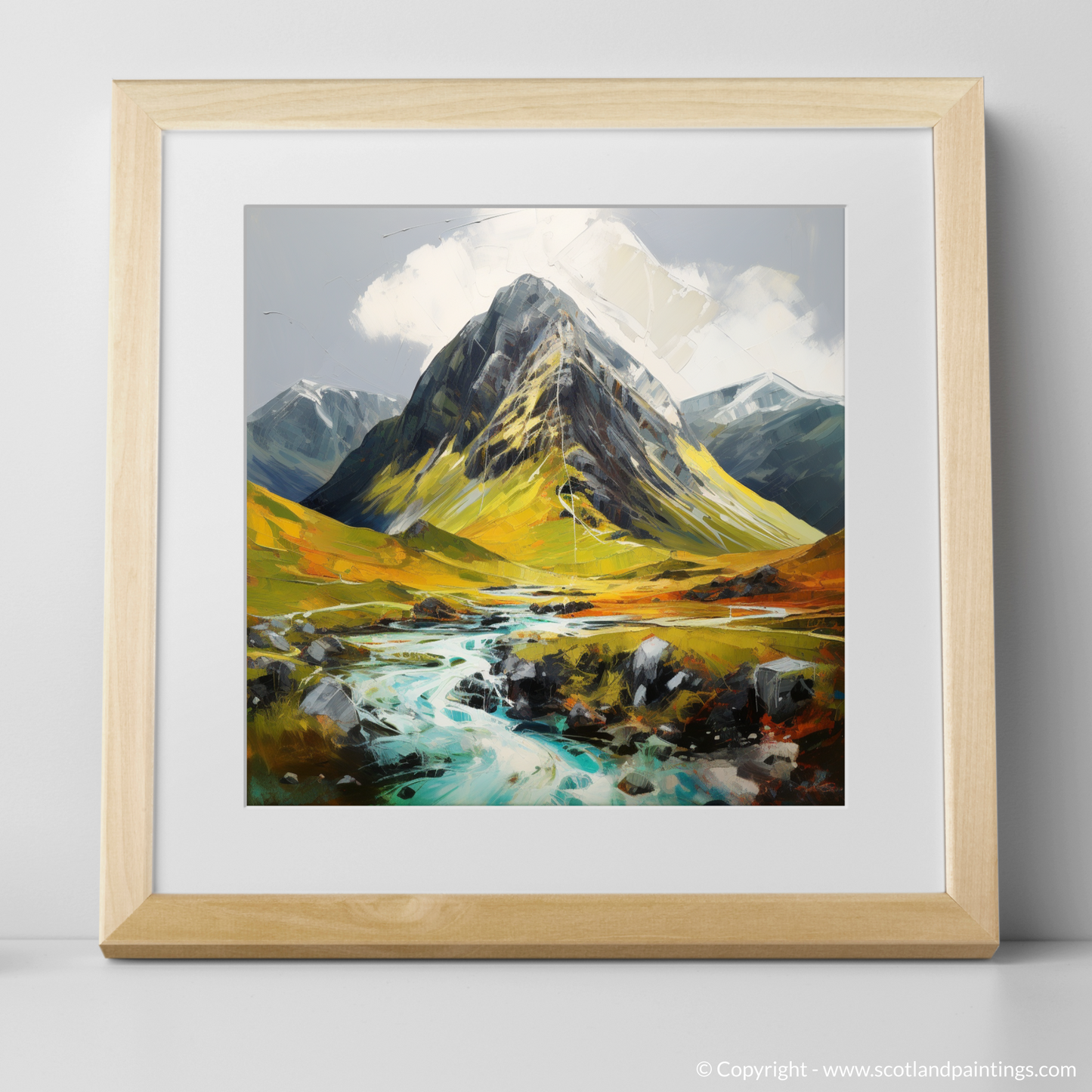 Art Print of Stob Coire Raineach (Buachaille Etive Beag) with a natural frame