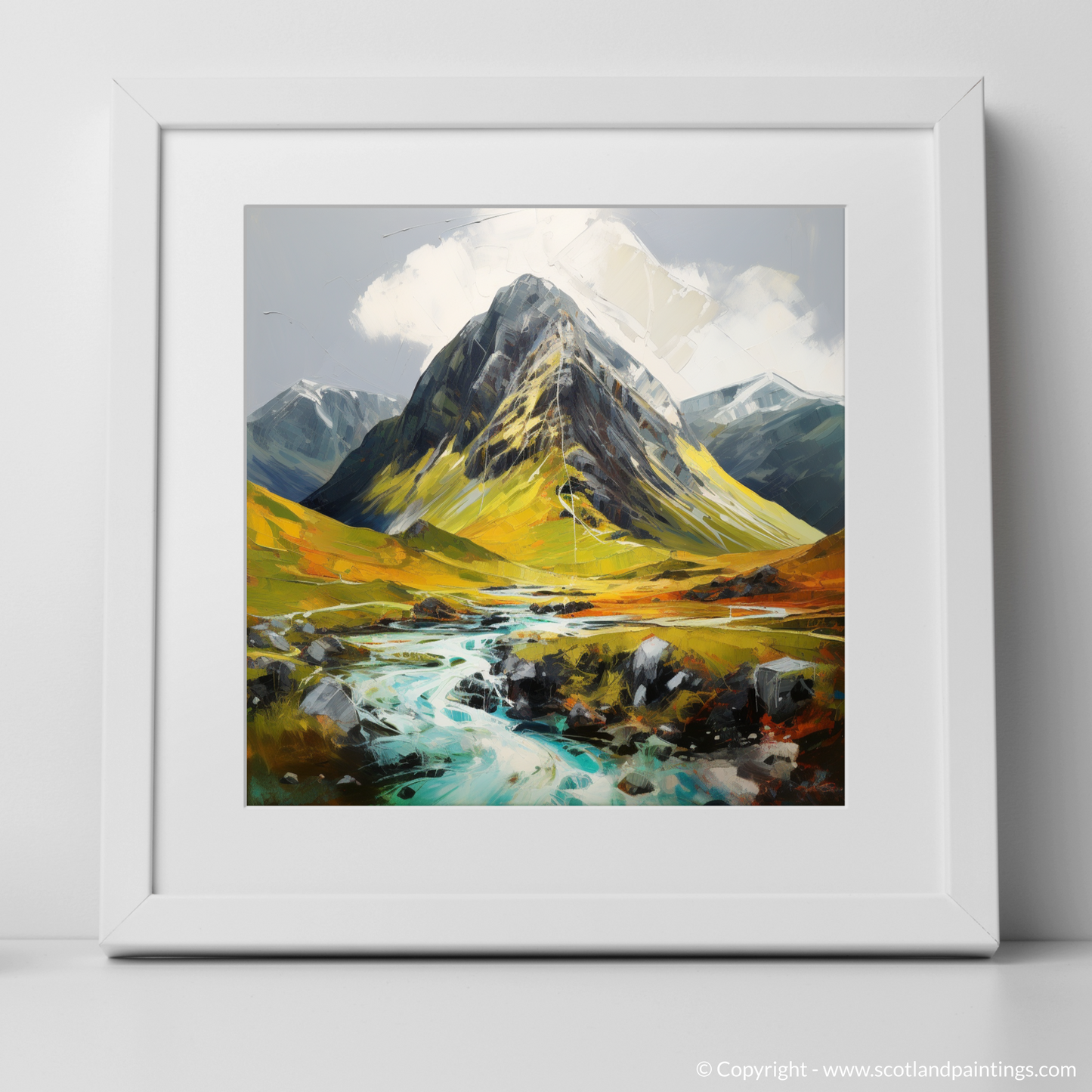 Art Print of Stob Coire Raineach (Buachaille Etive Beag) with a white frame