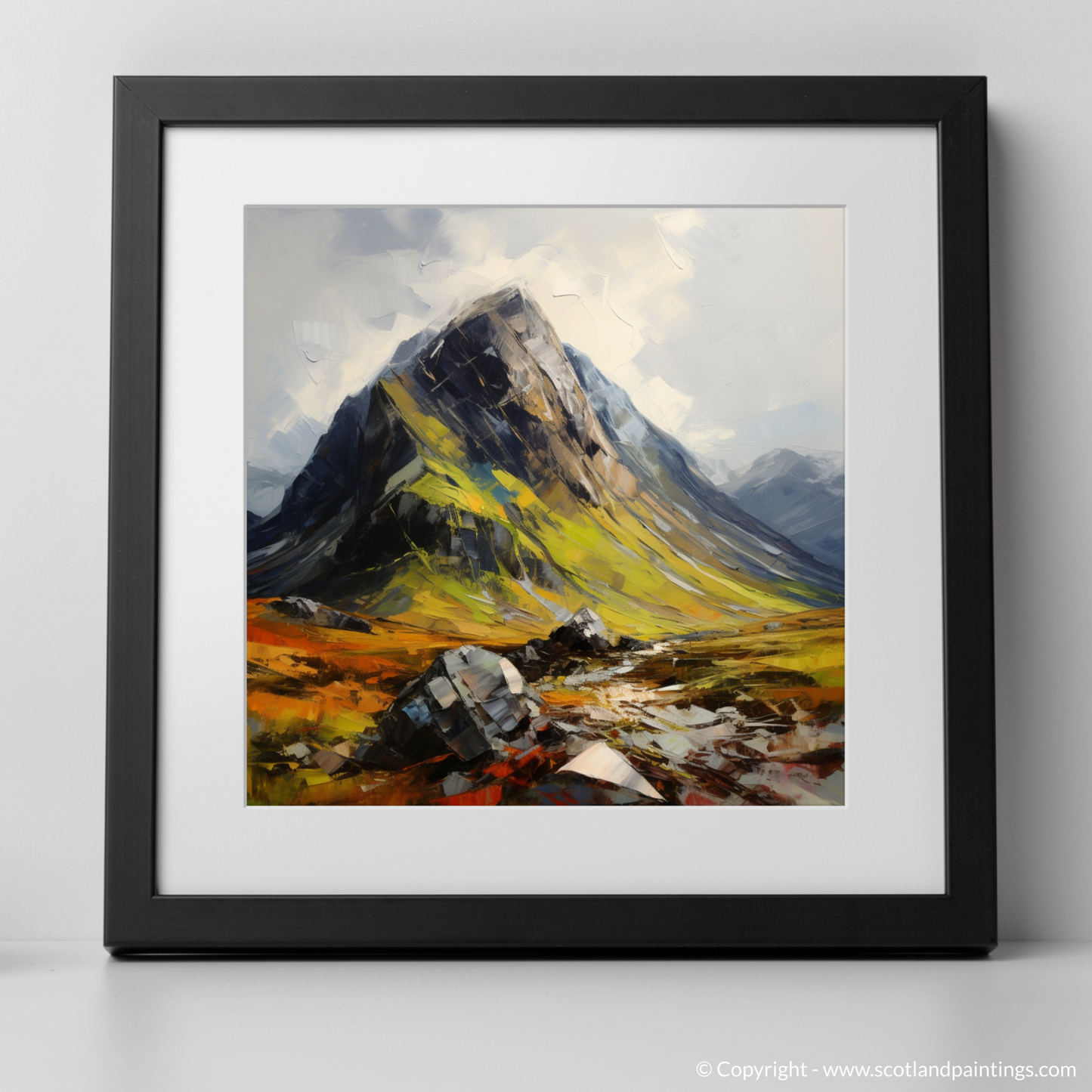 Art Print of Stob Coire Raineach (Buachaille Etive Beag) with a black frame