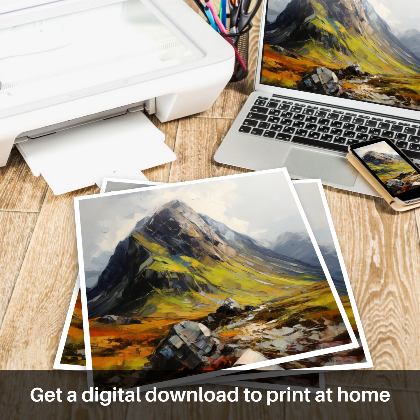 Downloadable and printable picture of Stob Coire Raineach (Buachaille Etive Beag)