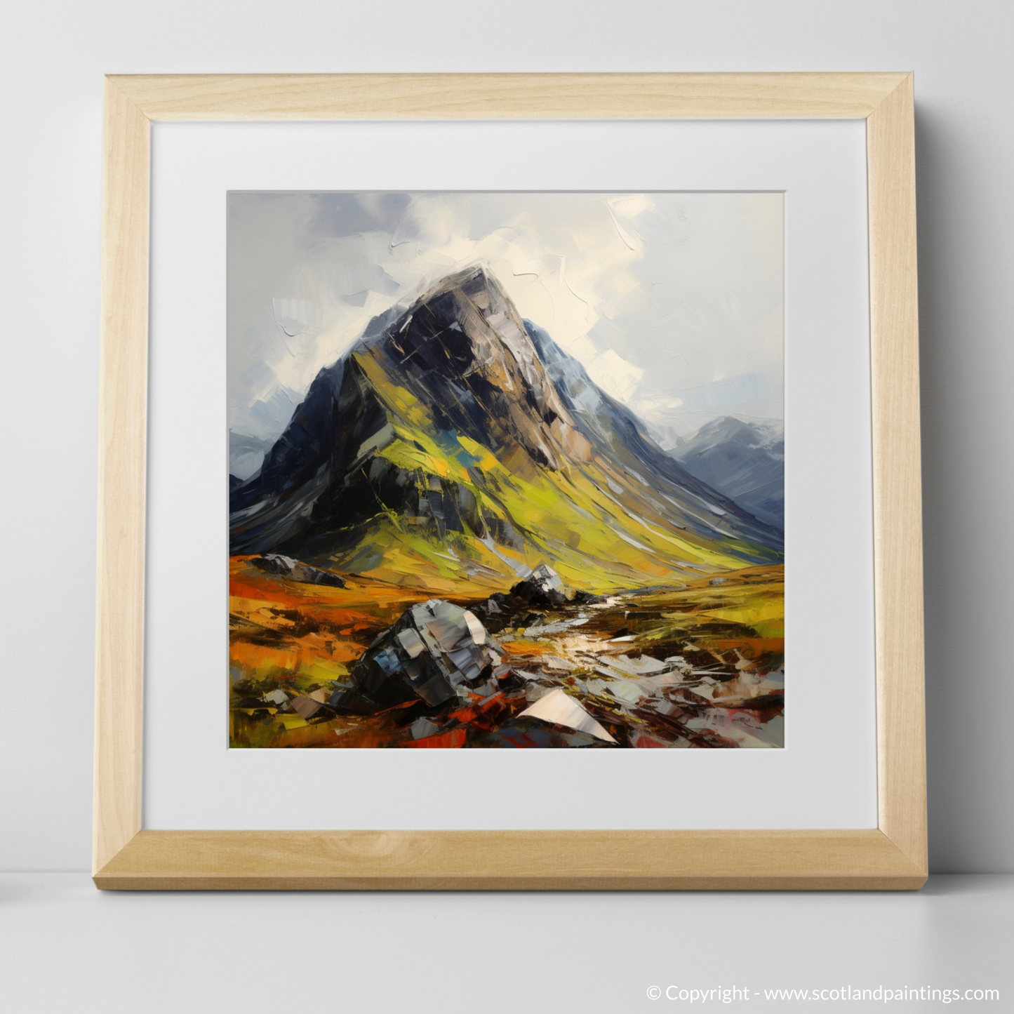 Art Print of Stob Coire Raineach (Buachaille Etive Beag) with a natural frame