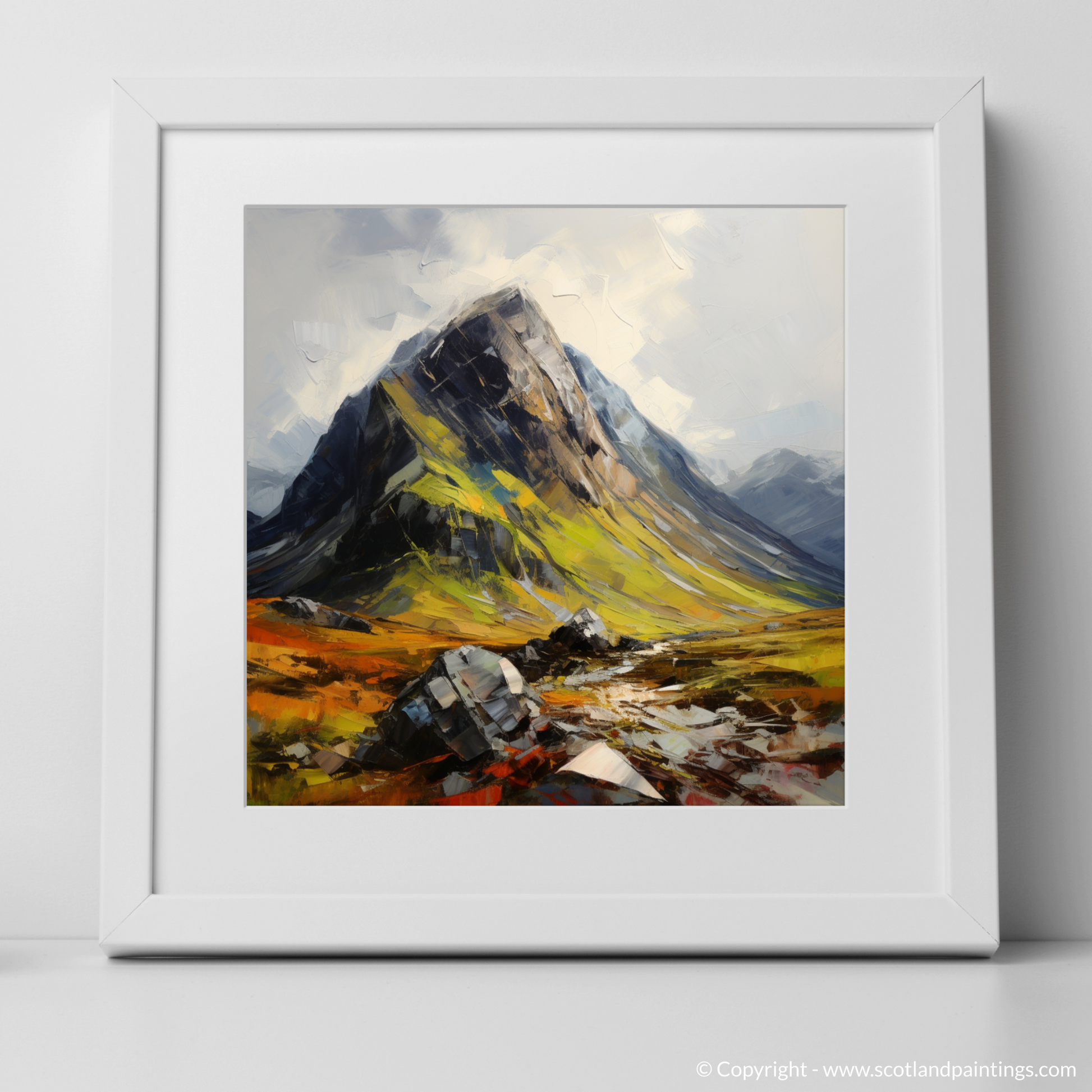 Art Print of Stob Coire Raineach (Buachaille Etive Beag) with a white frame